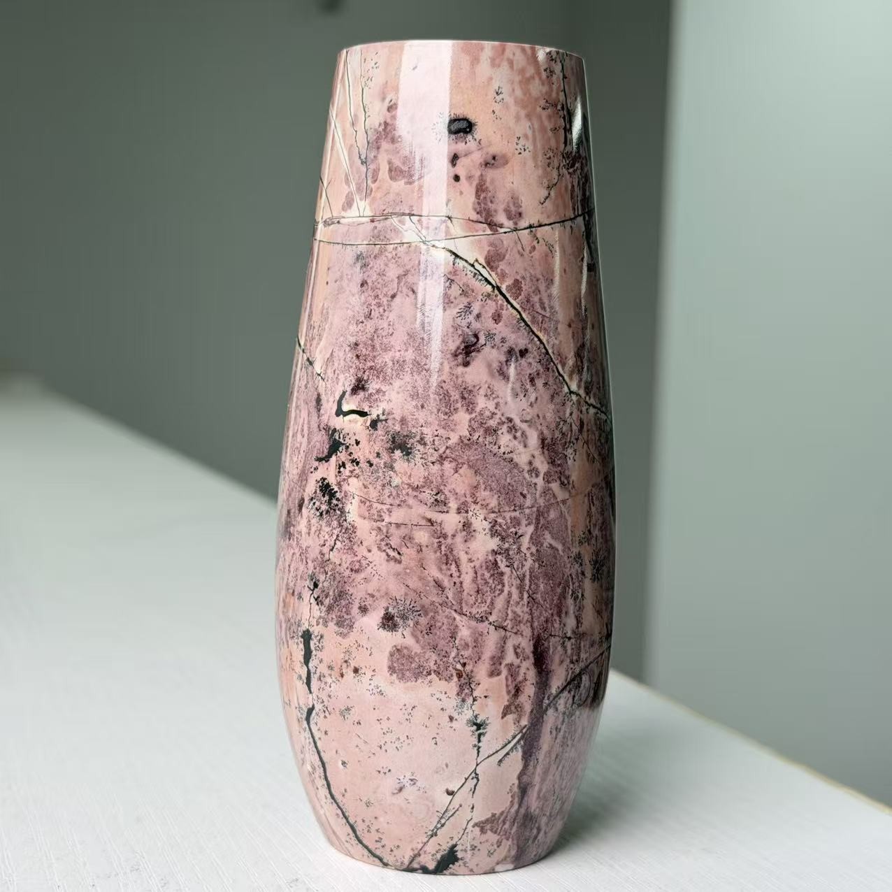 1.1LB 5.1″ Natural Picture Jasper Vase Crystal Carving Healing Home Decor