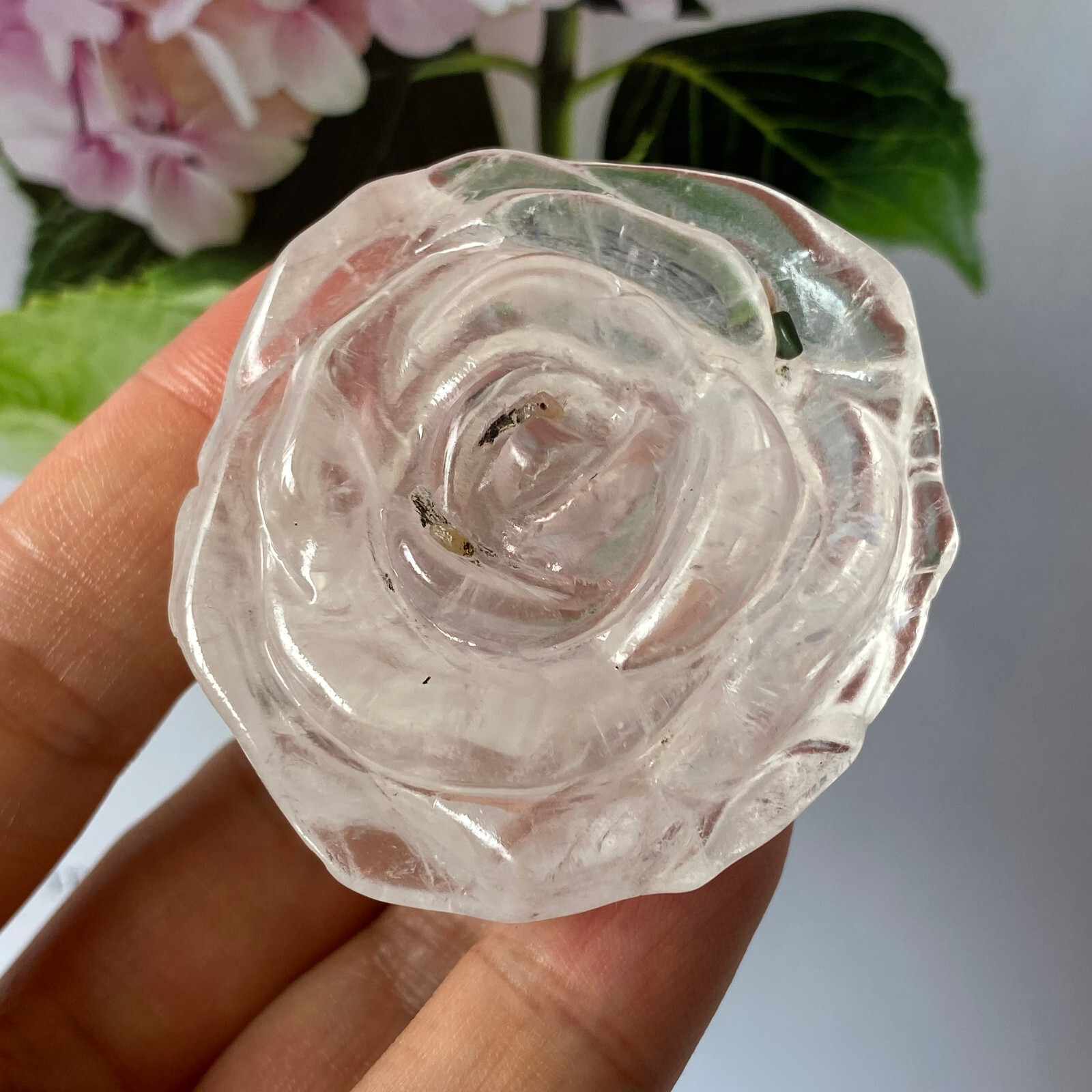 Natural clear quartz roses flowers skull hand carved reiki Healing 1pc