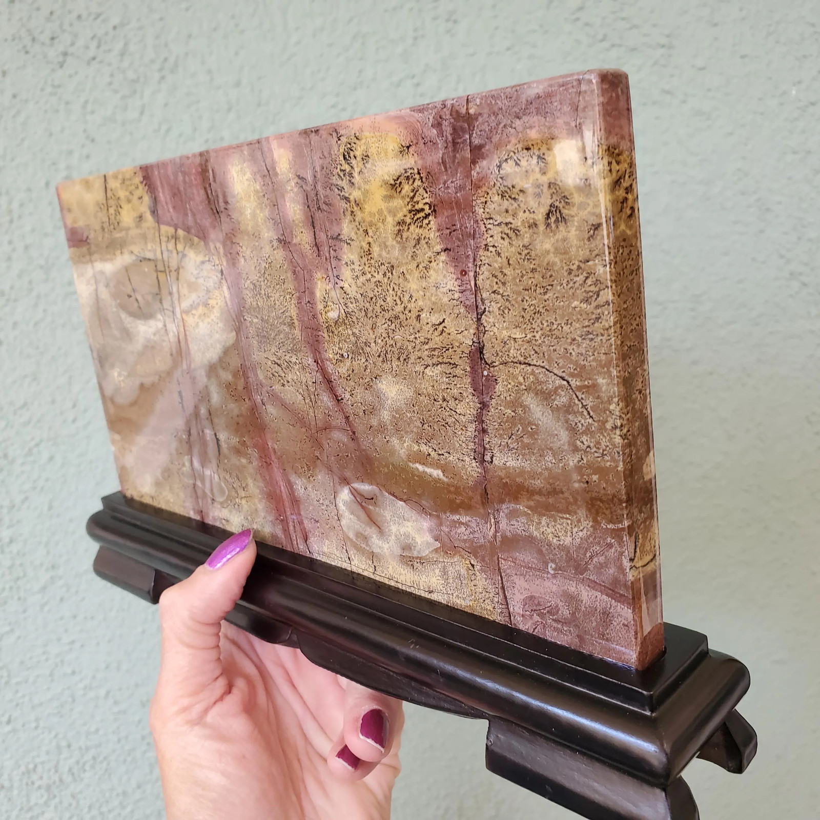 Picture Jasper Pink Dendritic Display Crystal Statement Slab 944 grams