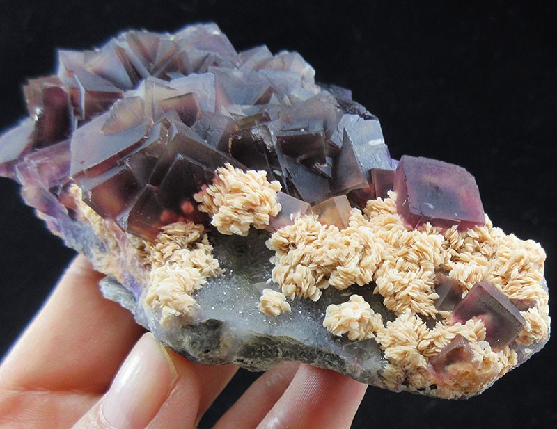 12.7cm purple FLUORITE&Barite crystal mineral specimens,AnHui,China!