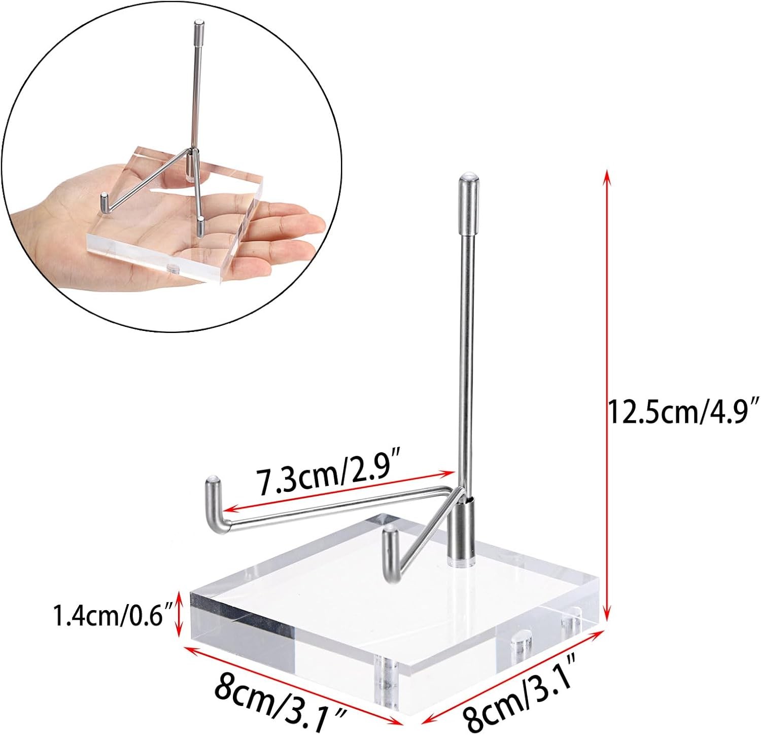 Clear Acrylic Display Stand Holder with Adjustable Metal Arms Display Easel S…