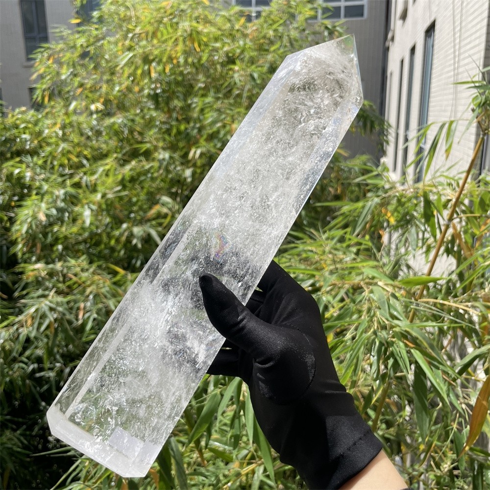 3.7LB 12.6″ Natural A++ Clear Quartz Obelisk Tower Crystal Reiki Decor Rainbow