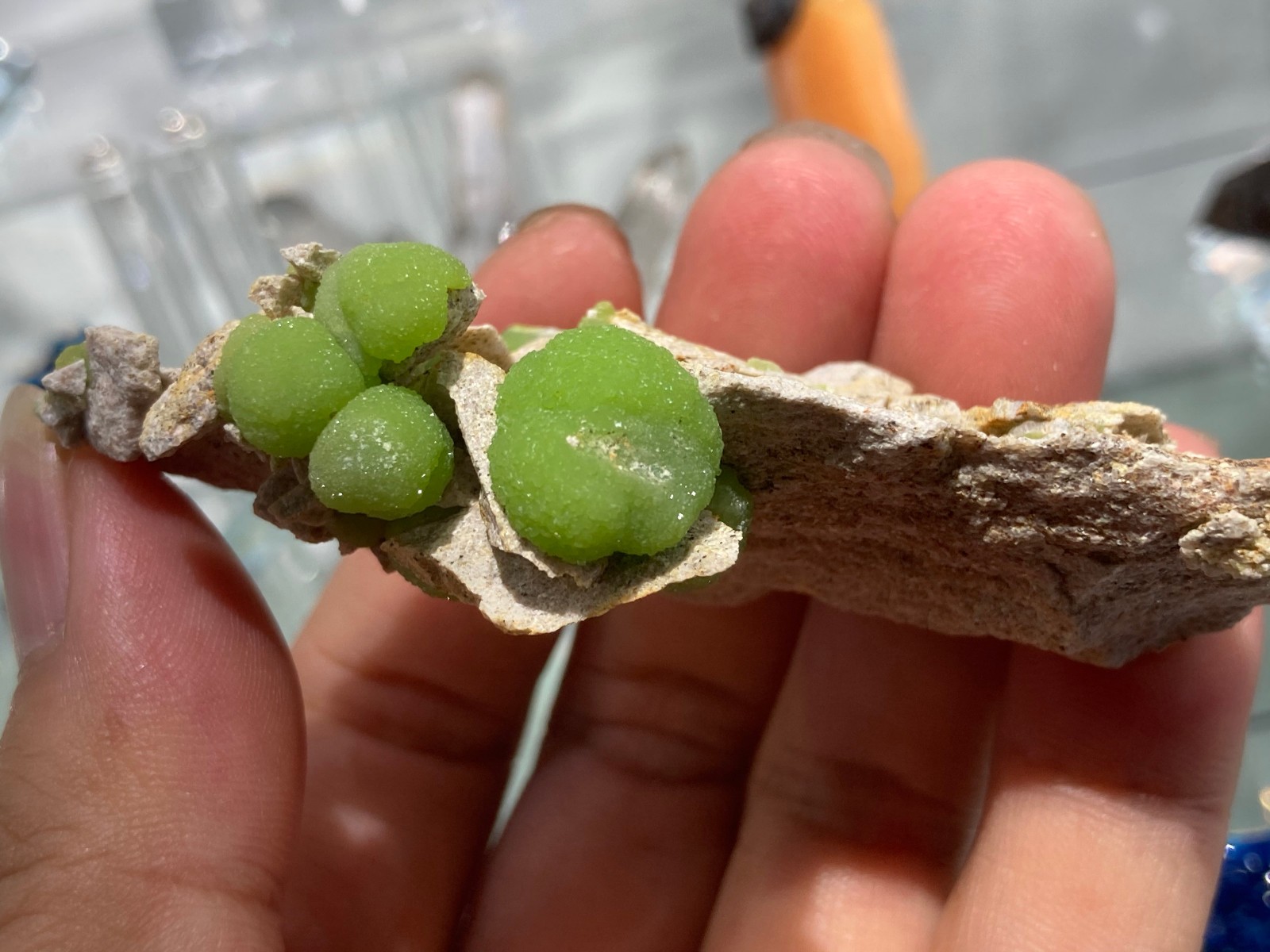 8.2cm Green Pyromorphite on Matrix from China