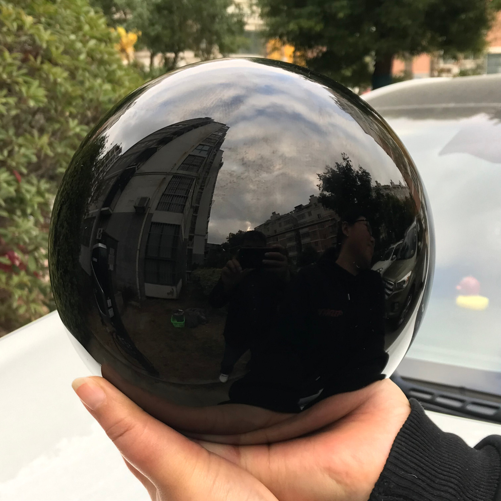 22LB TOP Natural obsidian Quartz Sphere Crystal Ball Healing+stand