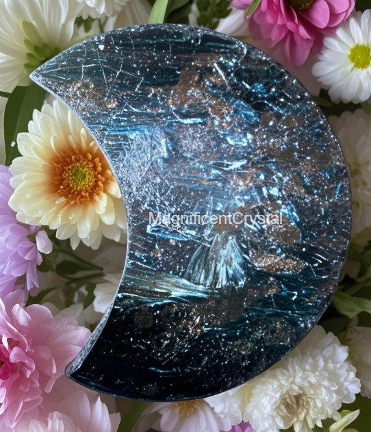 1pc Arfvedsonite Moon Manifestation Stone Quartz Healing Reiki Gift Energy Decor