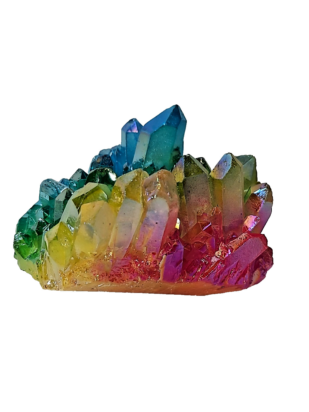 906g Rainbow Aura Quartz Cluster Crystals Angel Colorful Healing Gemstones
