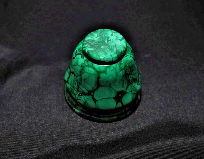 Polished and Carved Malachite Egg Cup
