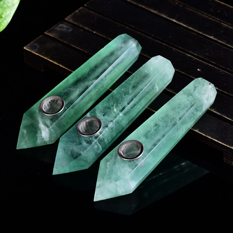 Raw Natural Quartz Tobacco Smoking Pipe Crystal Point Wand Healing Reiki Obelisk