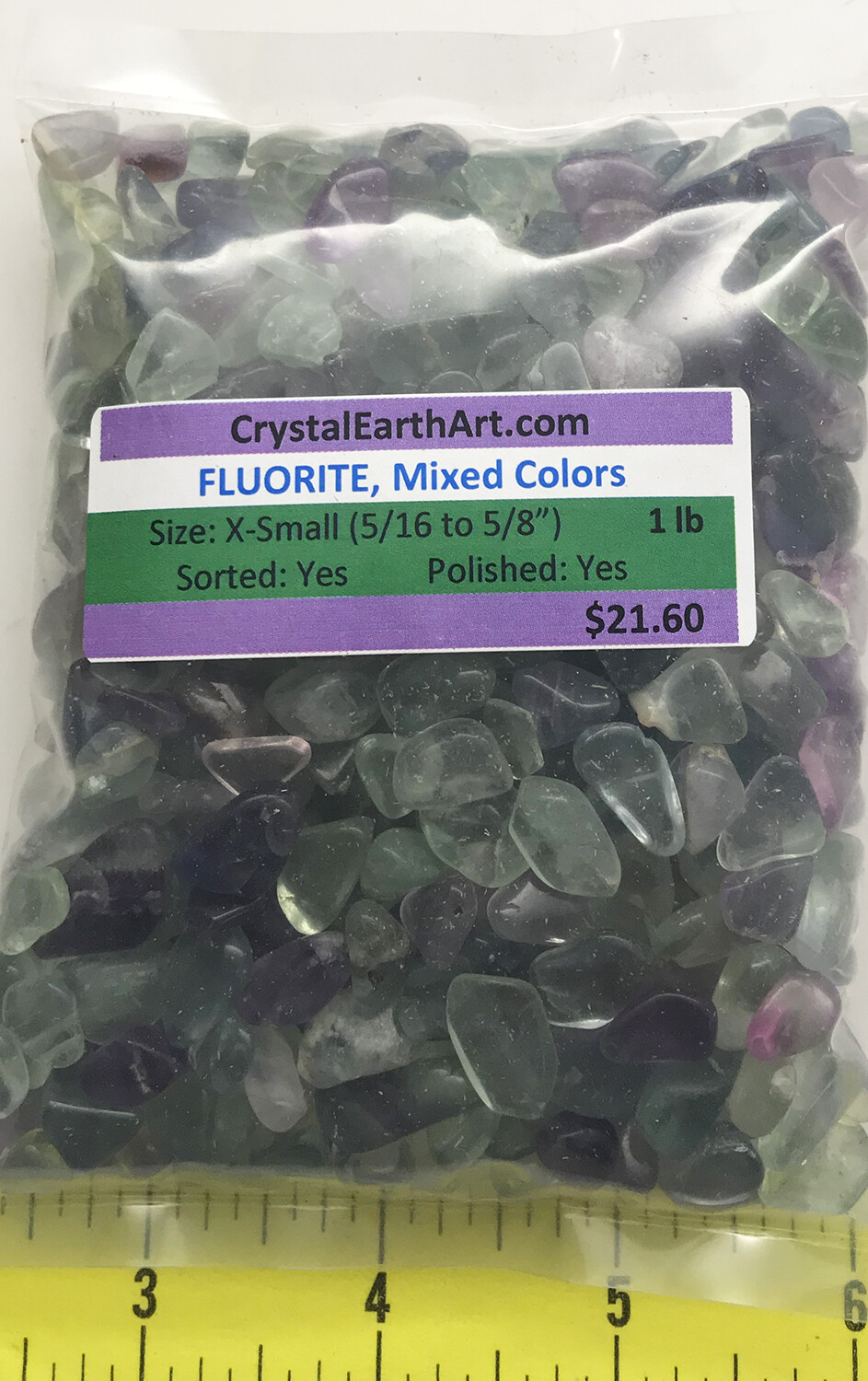 FLUORITE Mixed Colors X-Small (5/16″ to 5/8″) polished – 1 lb
