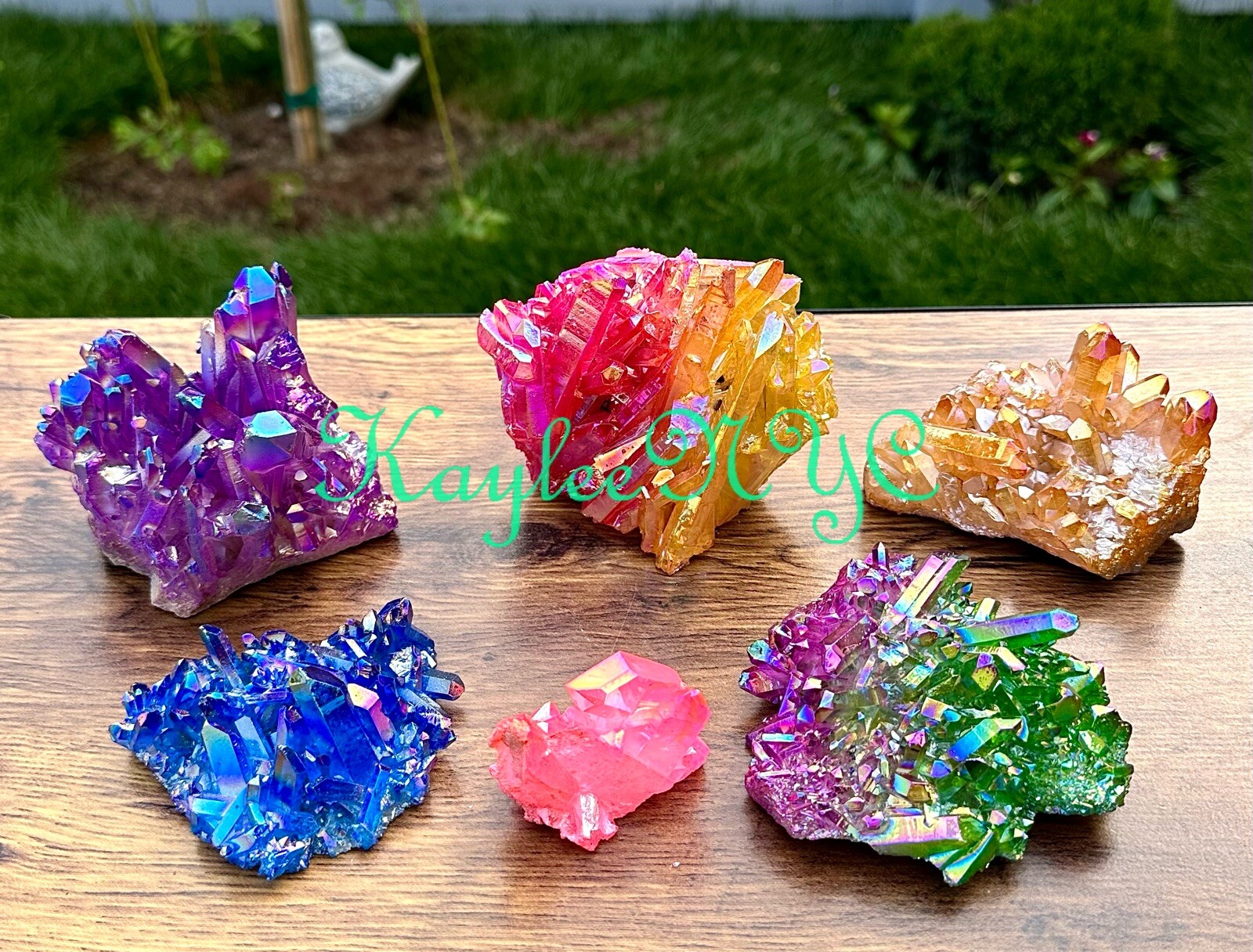 Wholesale Lot 6-7 PCs Mix Aura Lemurian Quartz Cluster Raw Crystal Nice Quality