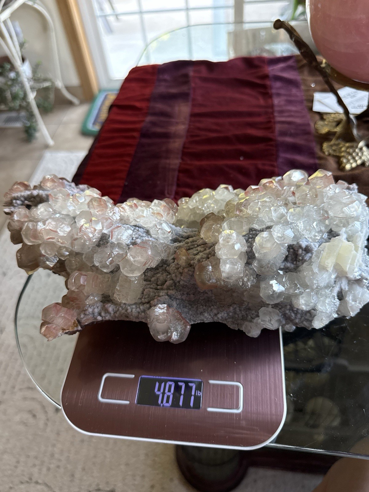 Stunning Collectors Red Benz Calcite Crystal Specimen w/Acrylic Stand 4.8lb