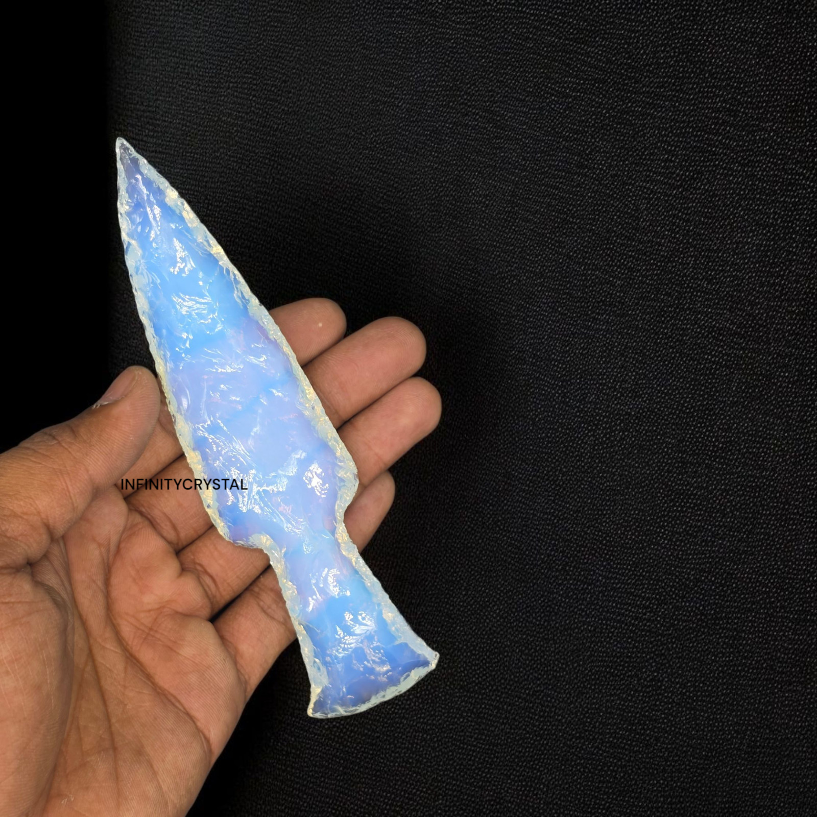 Opalite Crystal Knife Athame 5.5-6” Hand-Knapped Dagger Ritual Blade Wiccan Tool