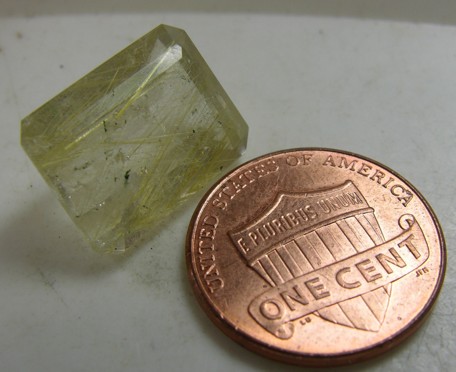 12.25ct Brazil 100% Natural Golden Rutilated Quartz Emerald Cut Gemstone 16.00mm