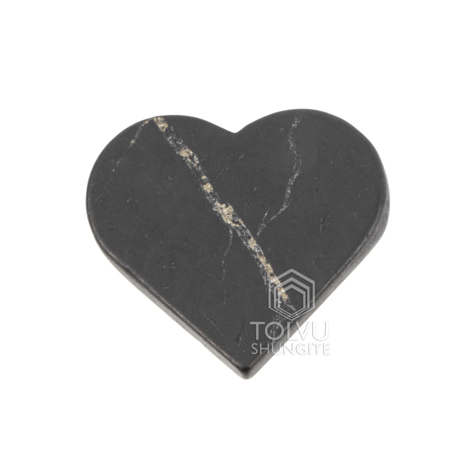 Shungite plate Heart shape, EMF protection sticker made of shungite stone, Tolvu