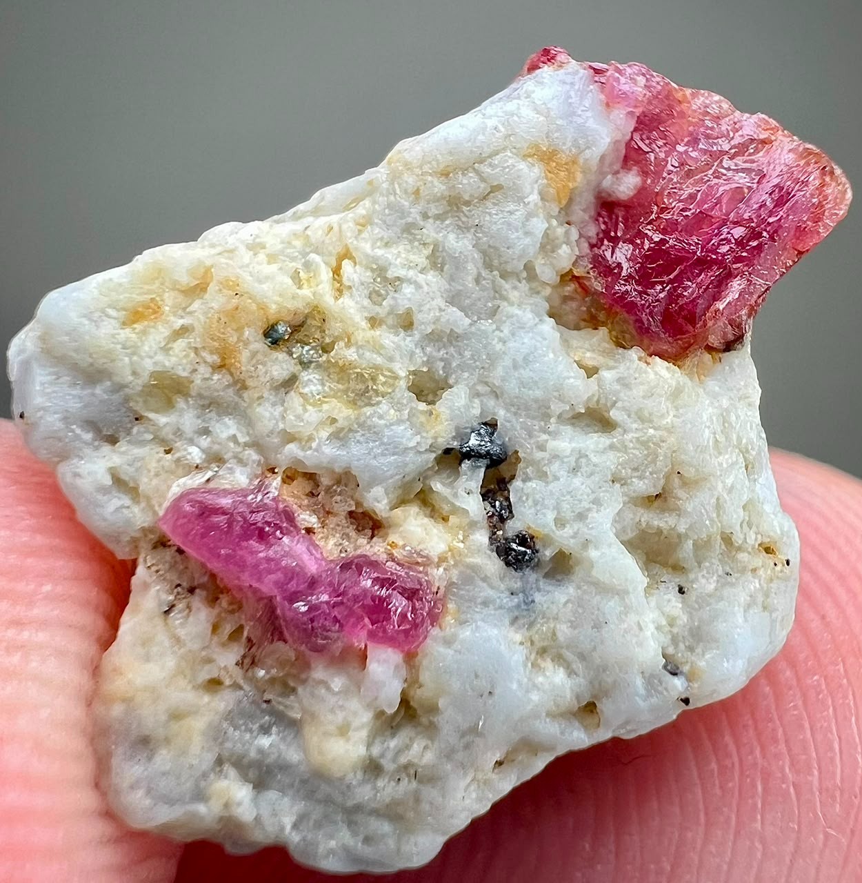 13 CT , Beautiful! Natural Deep Red Ruby Crystal , on matrix ,Jegdalek @Afgan