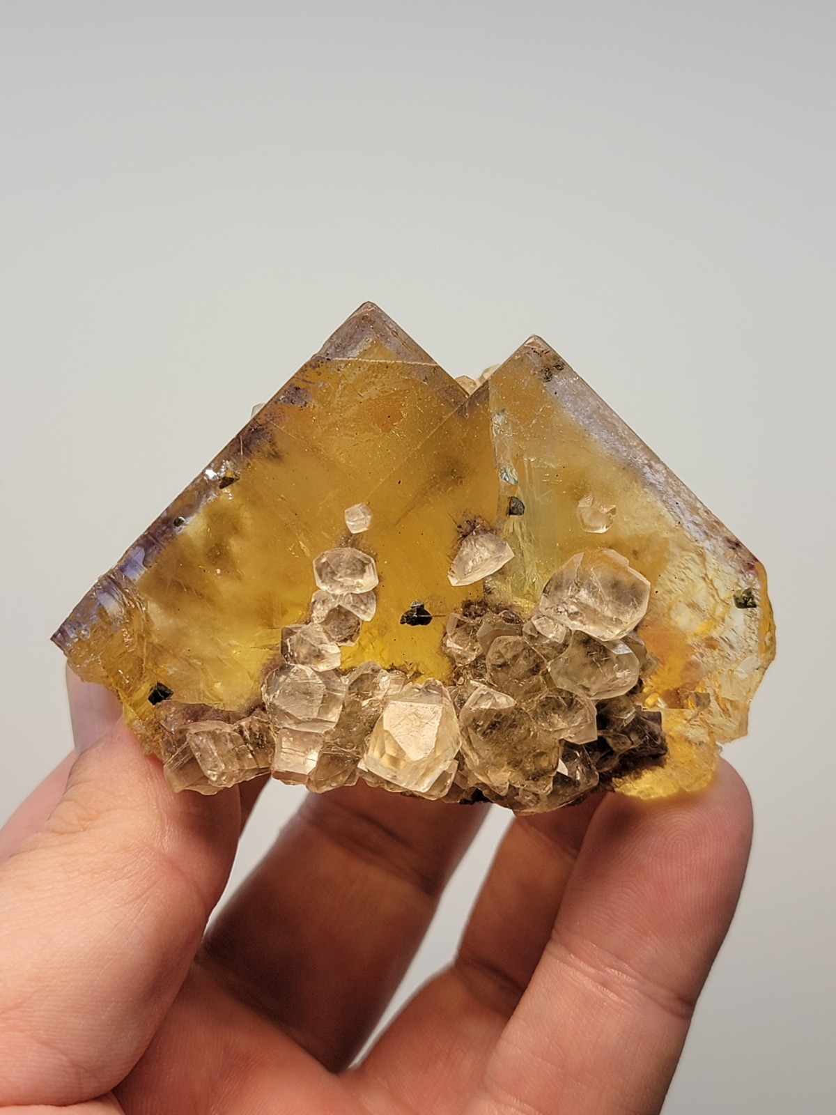 Glassy Zoned Fluorite w/Calcite – Minerva #1, Cave-in-Rock, Hardin Co., Illinois