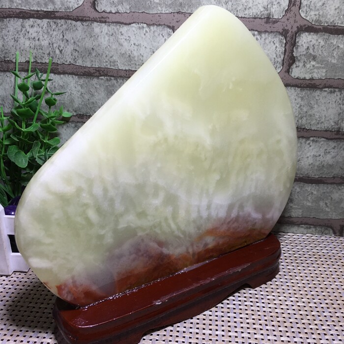 TOP Afghan jade stone Afghanistan Mineral specimen healing crystal + stand 1150g