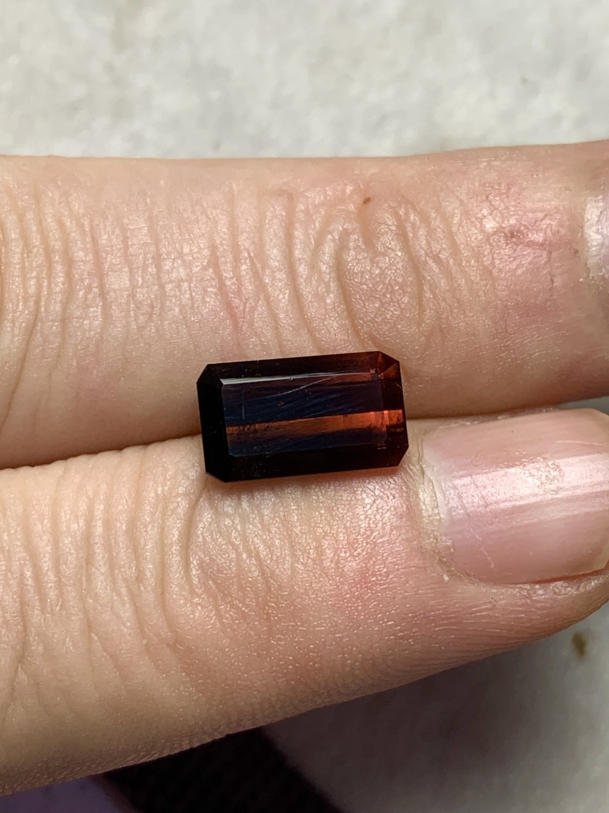 3ct natural red fire color emerald cut faceted tourmaline from afg
