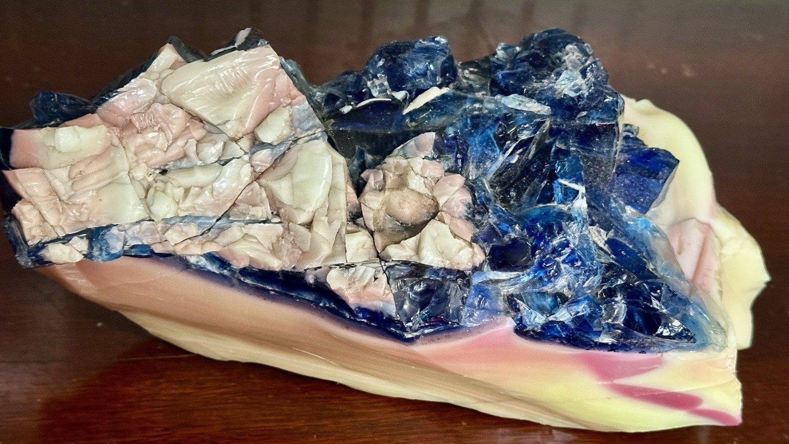 Stunning Uranium Slag Glass Cullet Mixed Blue Yellow Orange HOUZER Rock Overpour
