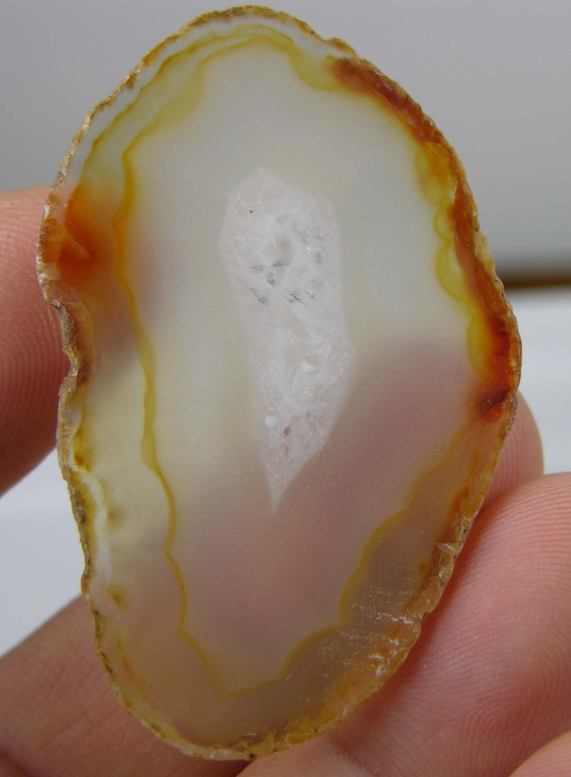 #1 1 7/8 in Natural Brazilian Yellow Geode Agate Crystal Slice Specimen 49mm