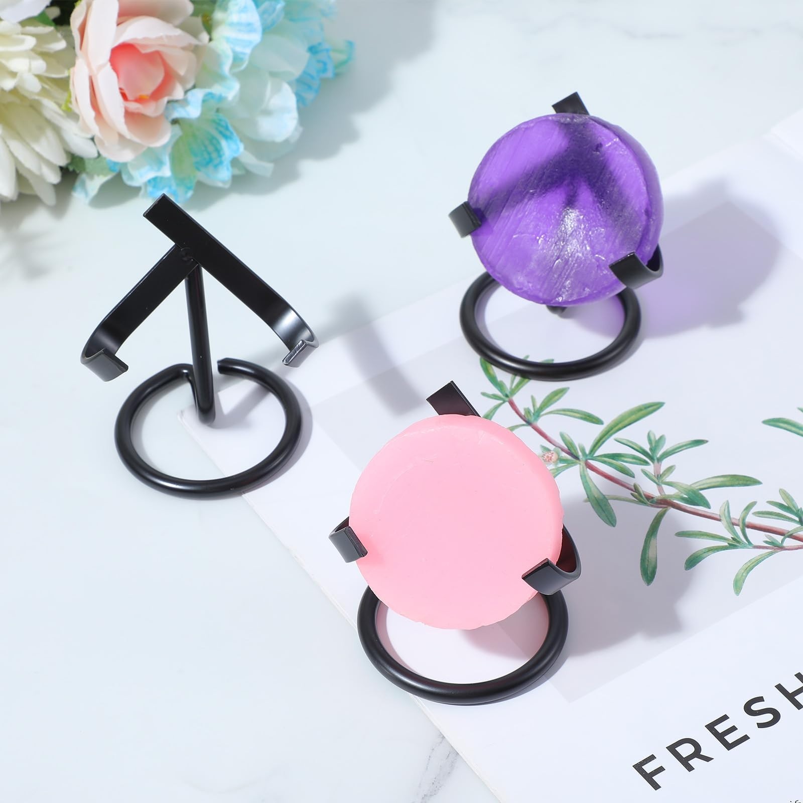 10 Pcs Metal Crystal Heart Stand for Gemstones, Fossils, Agate Display Easel