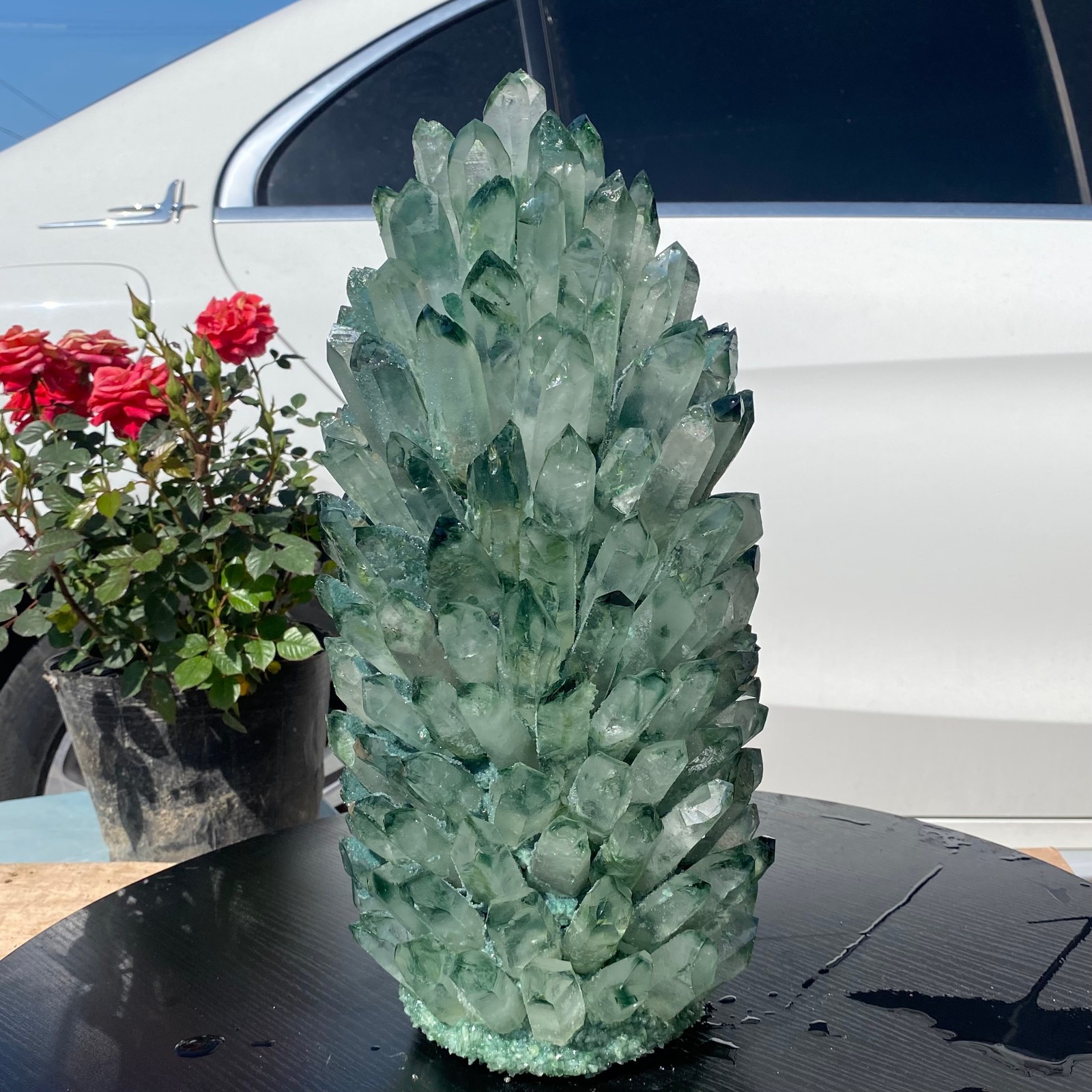 30LB Newly discovered green phantom quartz crystal cluster minerals