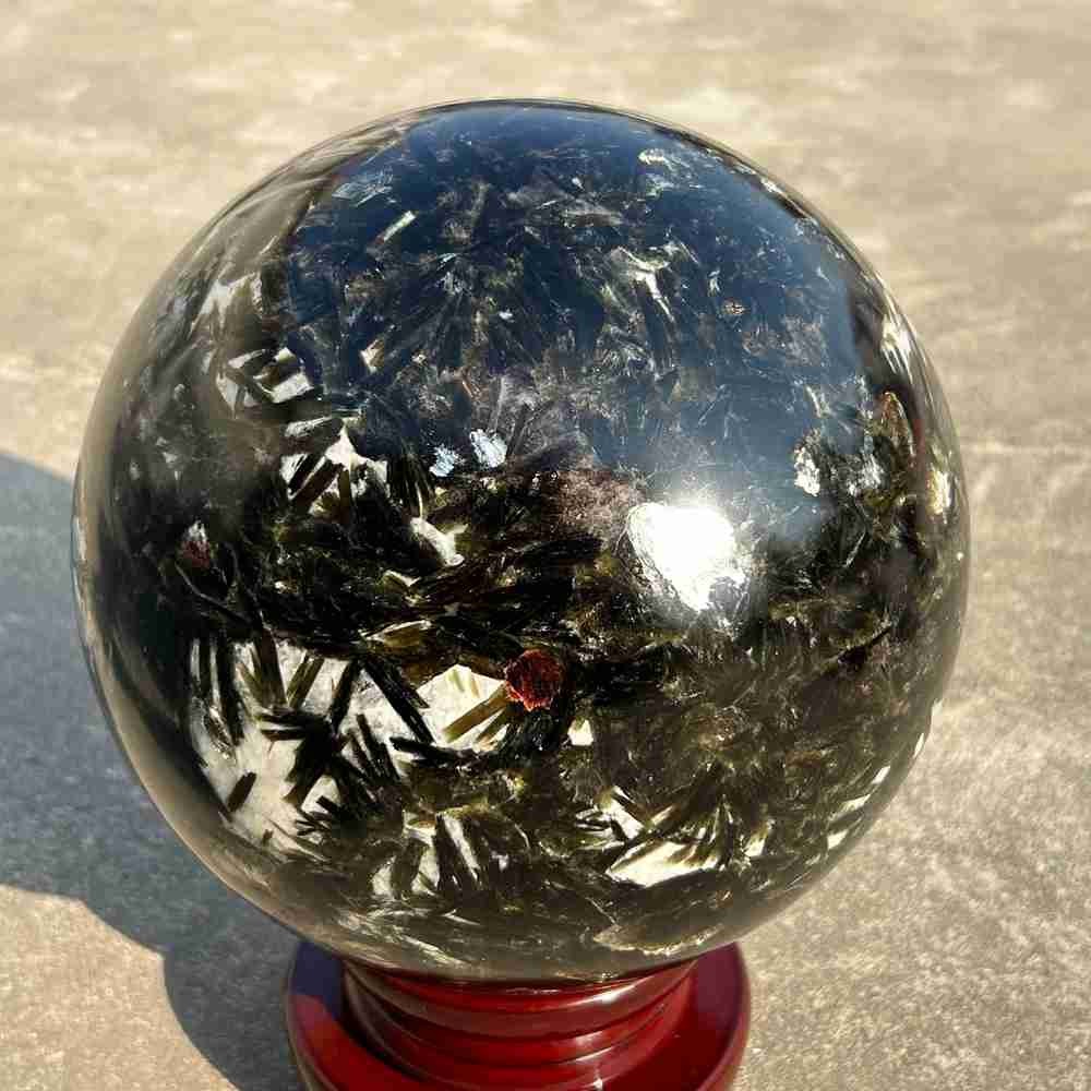 48.4lb Natural green Mica Lepidolite Quartz Sphere Crystal Ball Reiki Gem +stand