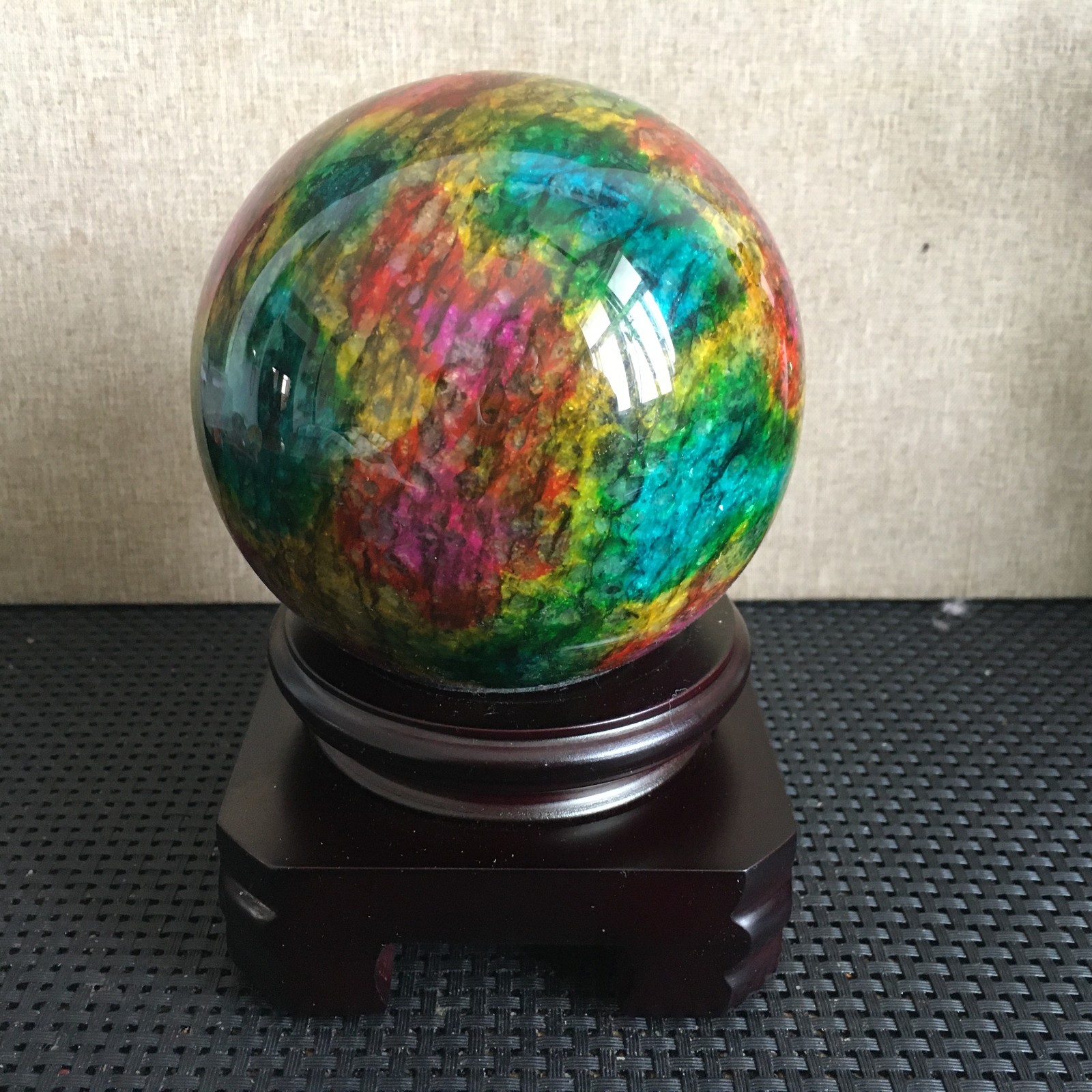 1585g “Seven Colors Jade” crystal sphere specimen -Taiwan China