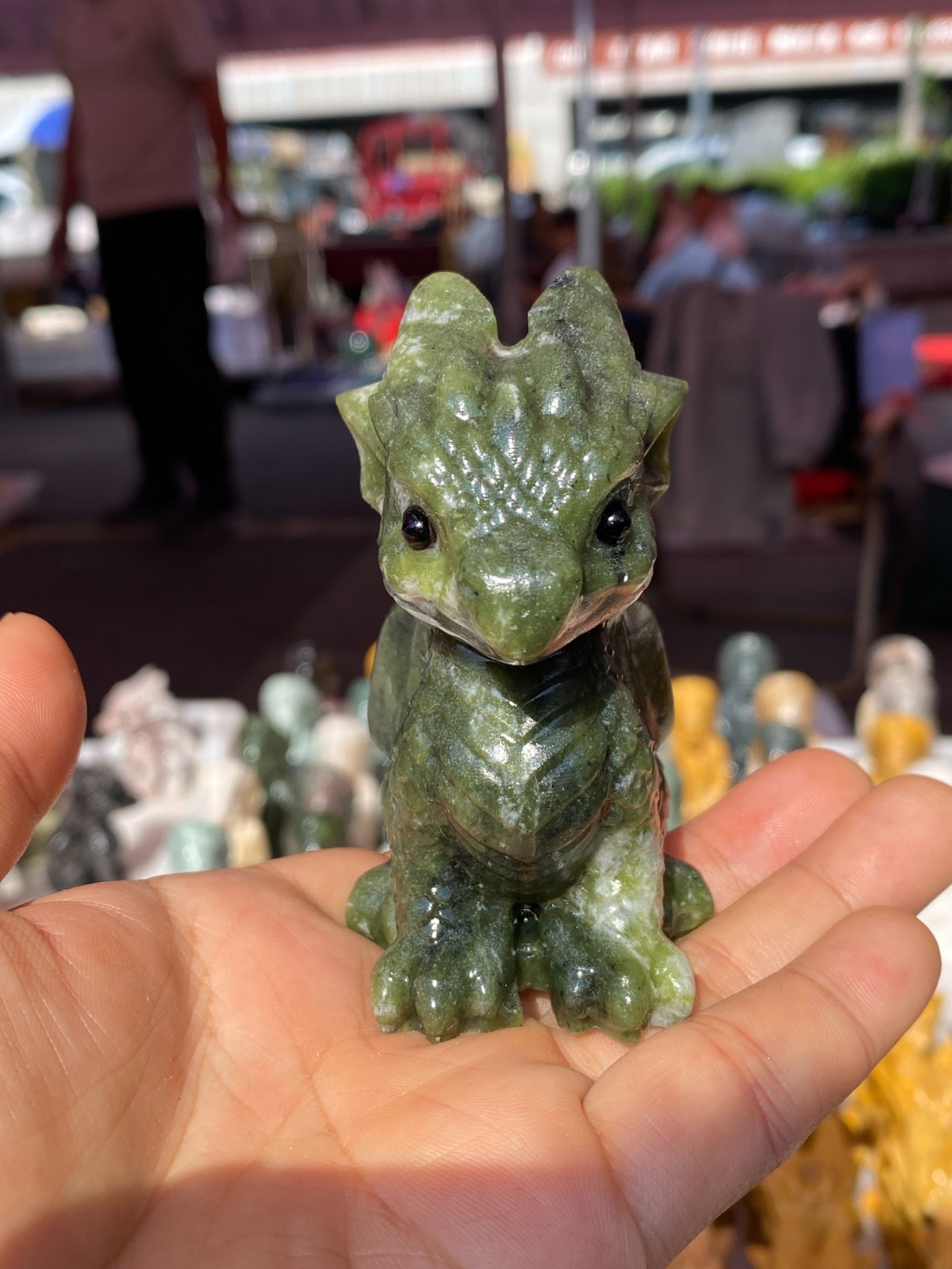 1pc Natural Green Jade Quartz Carved Crystal Dragon skull reiki healing gift