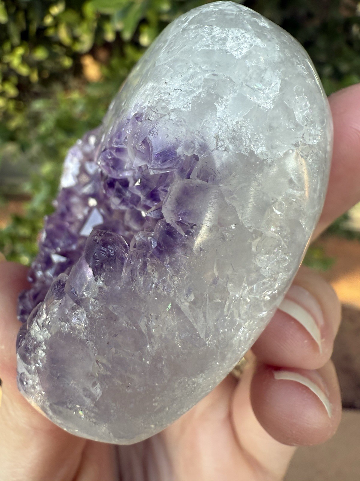 Full Quartz Purple Amethyst Crystal Heart Carved And Polished 6.8oz 62mm X 64mm