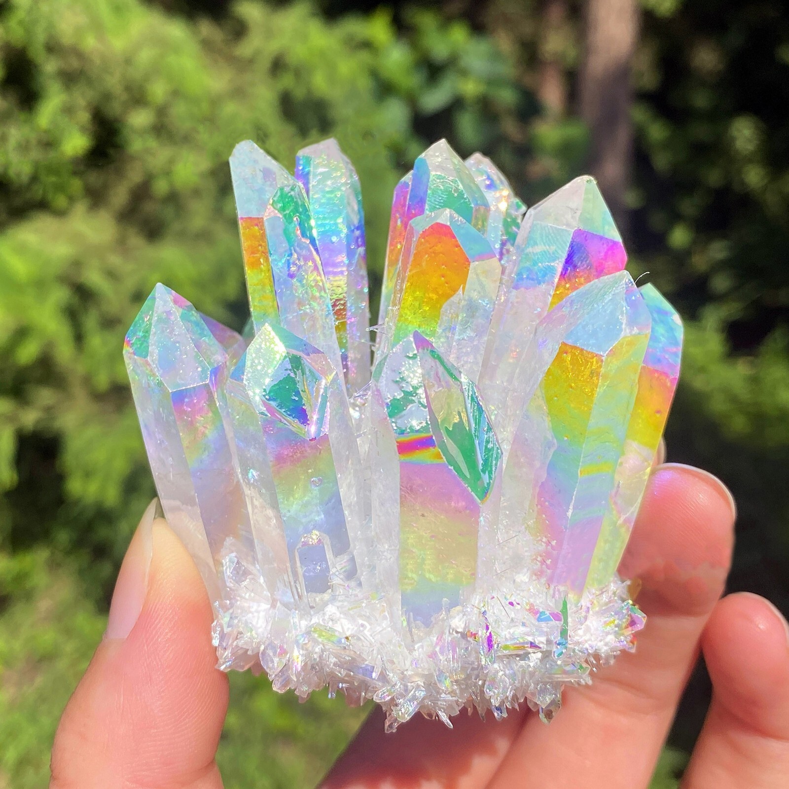 One Pair Large Angel Aura Quartz Crystal Healing Meditation Cluster Mineral Rock