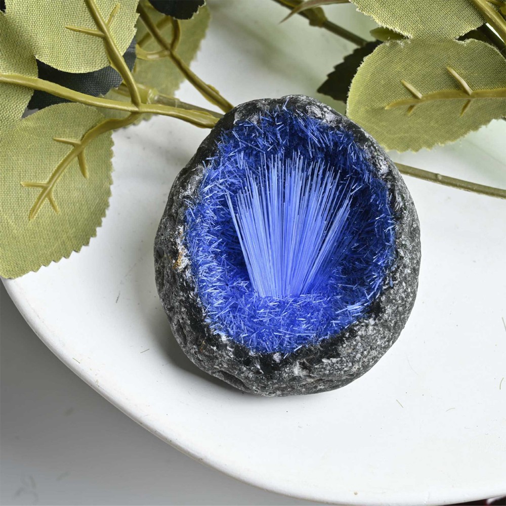Natural meteorite Specimen, quartz crystal,Goethite, Blue copper ore, Decoration