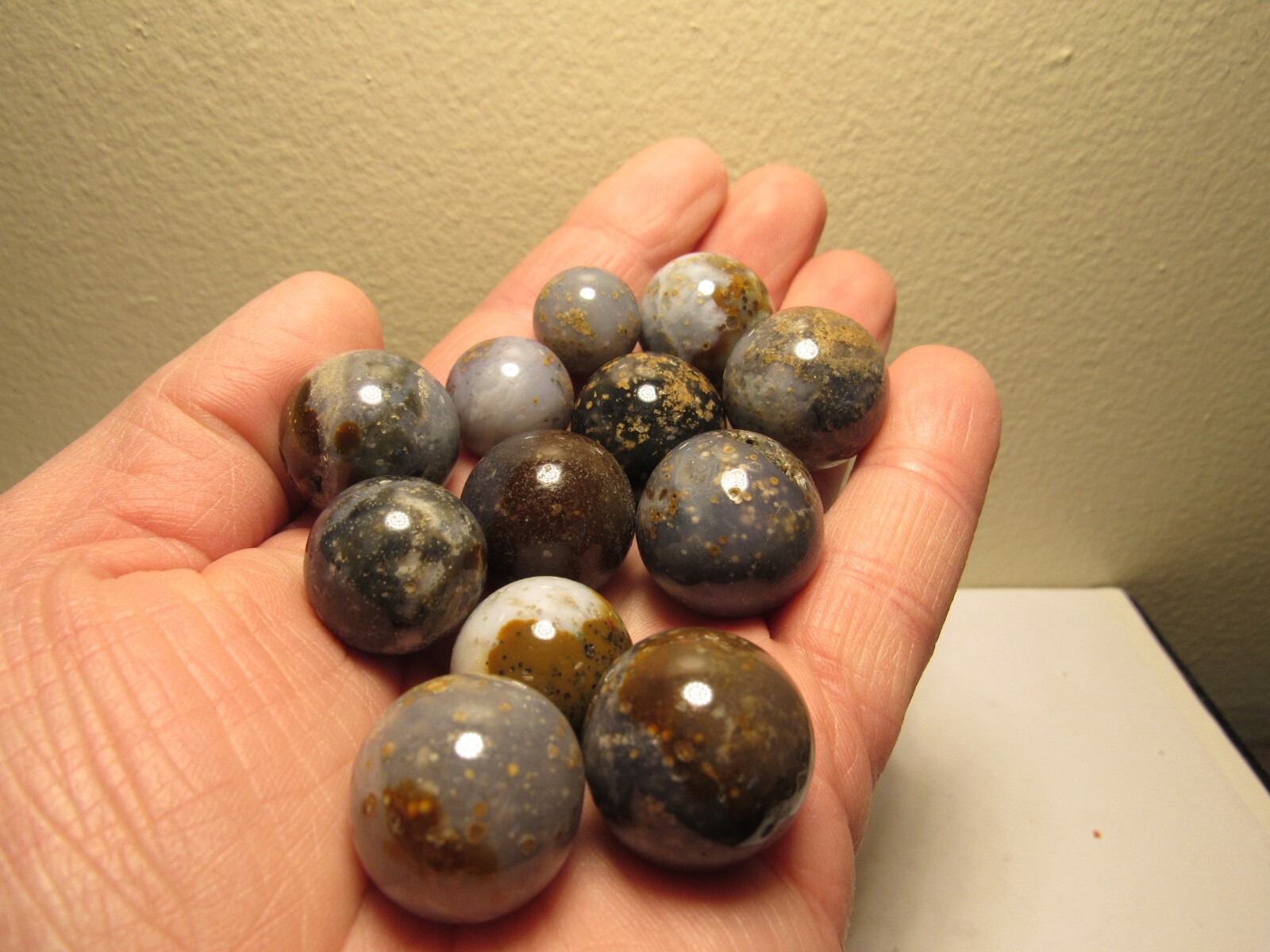 Lot of 12 Ocean Jasper Mini Sphere Ball , Marble Size! ! 14mm to 21mm