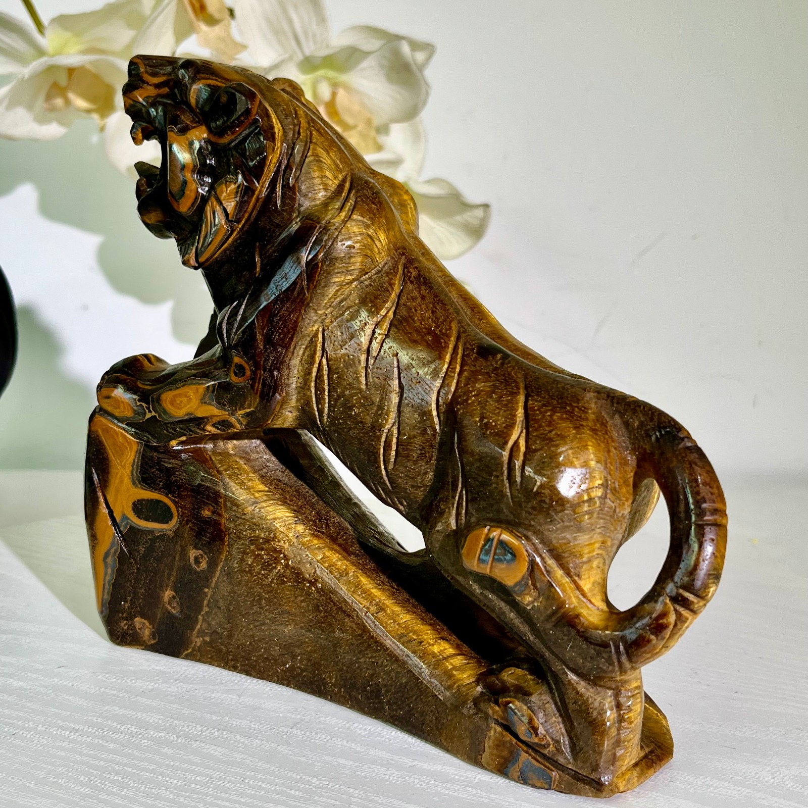 5.73LB Natural tiger eye stone products, handmade carved and polished spiritual