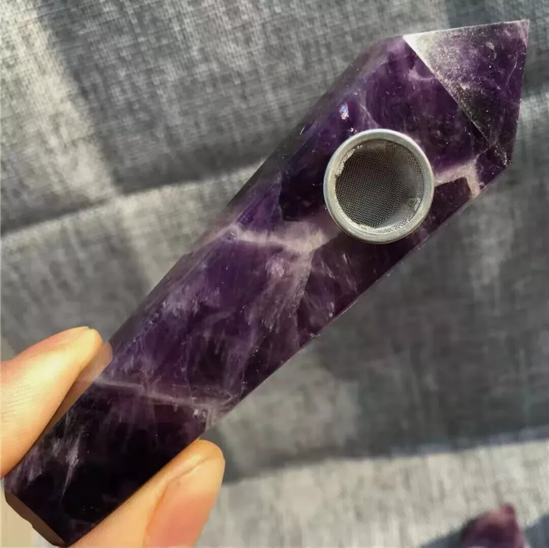 Natural Quartz Smoking Pipe Crystal Point Wand Stone Rock Obelisk Healing 1pc