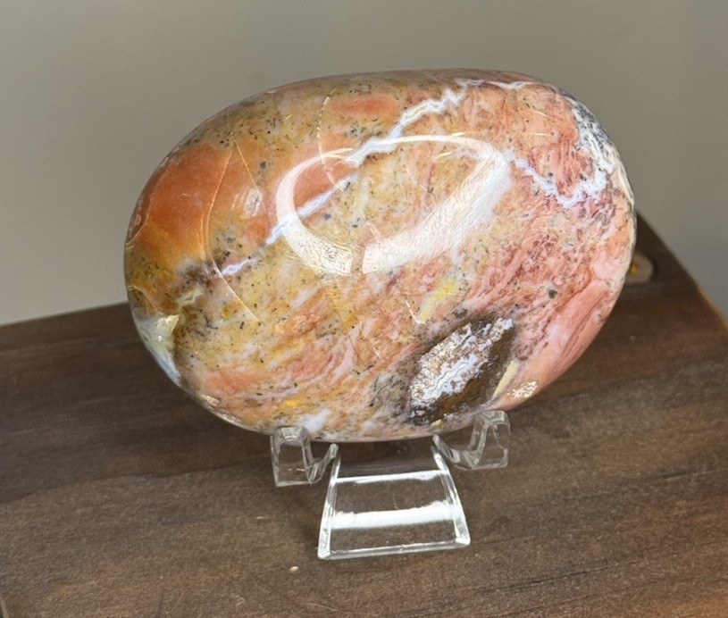 Ocean Jasper Polished Medium Palmstone w/ Clear Stand