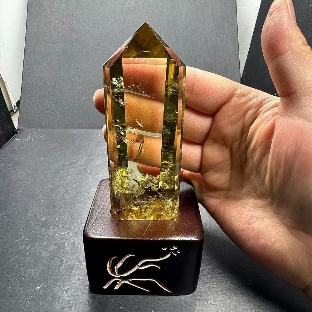 240g Natural Citrine Quartz Obelisk Energy Crystal Tower Point Reiki+Stand