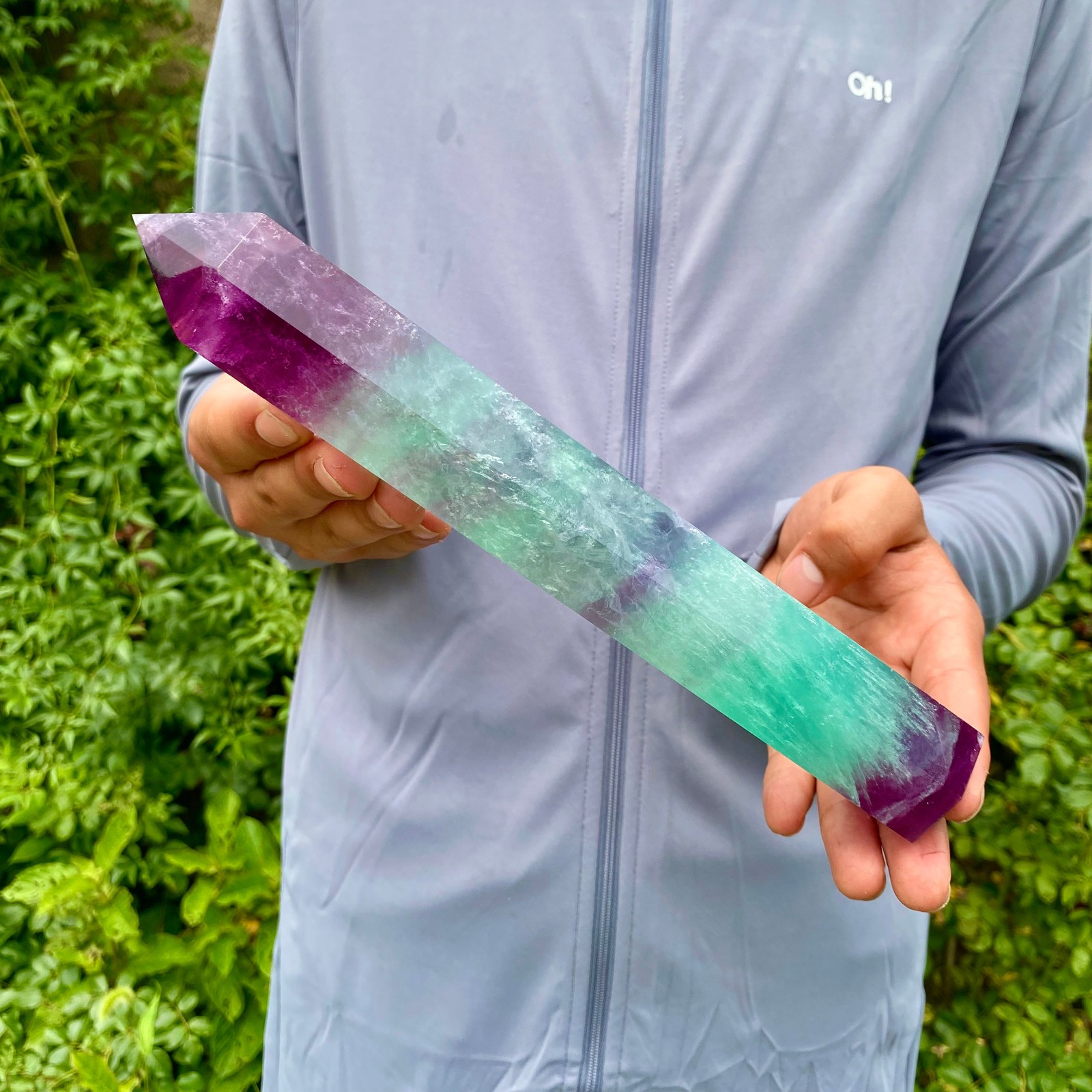 1.9LB Natural unique colored fluorite pillar quartz crystal sample