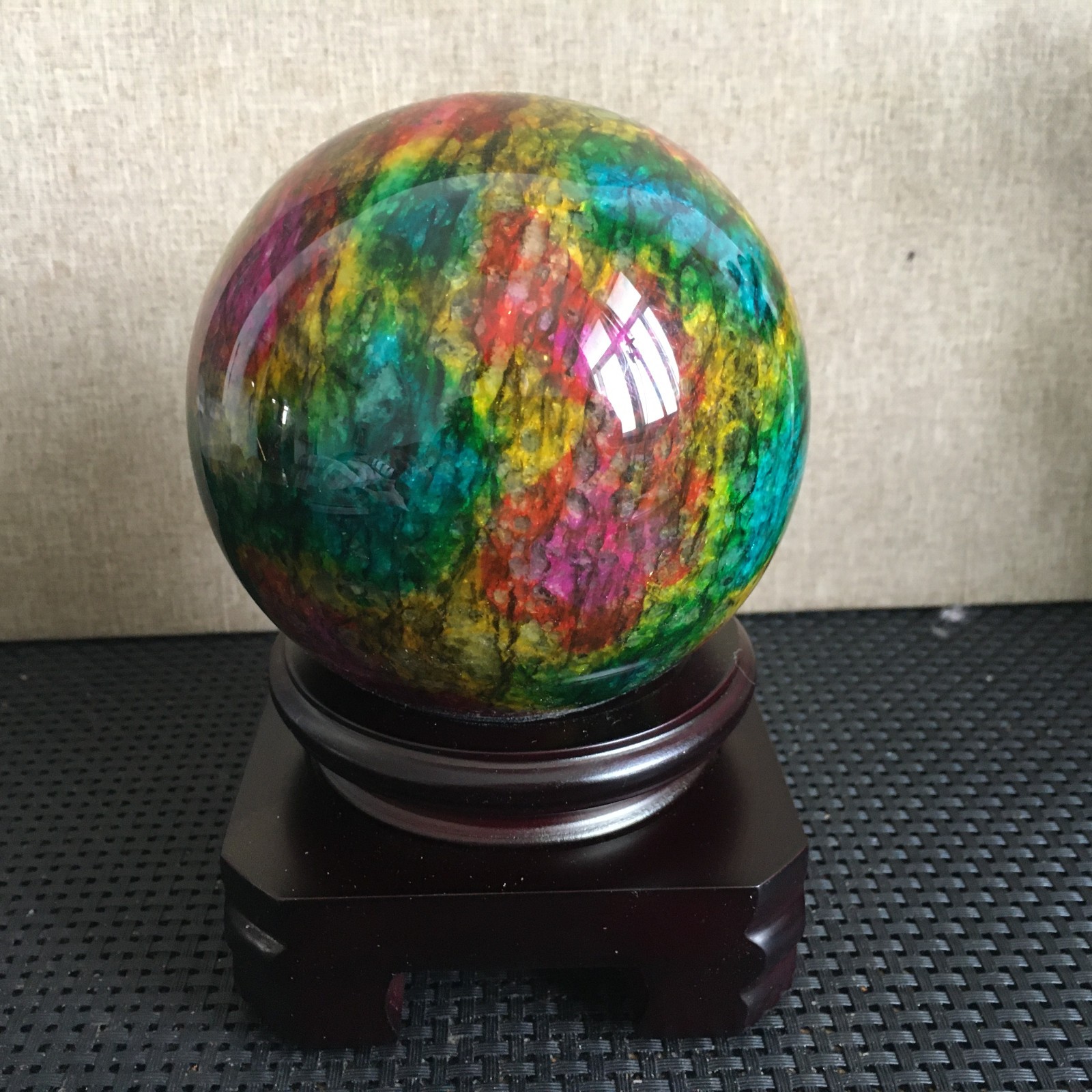 1585g “Seven Colors Jade” crystal sphere specimen -Taiwan China