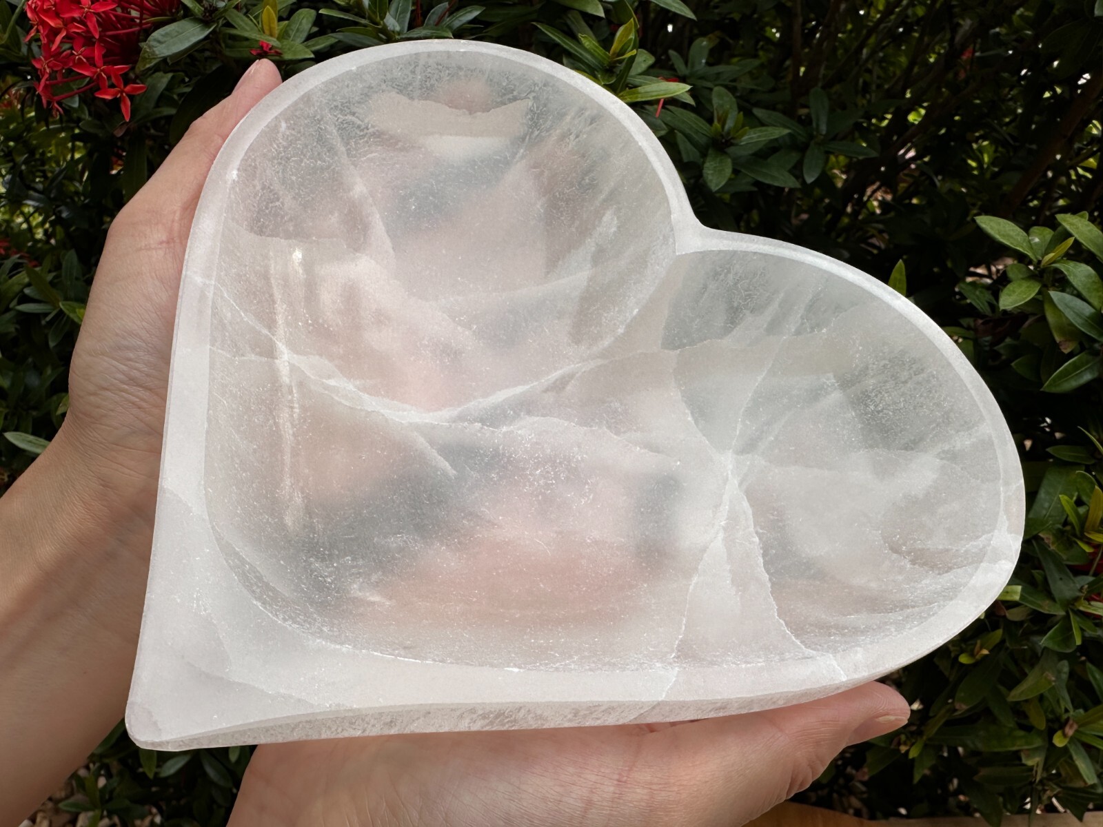 8″ Jumbo Selenite Charging Bowl –Choose a Shape: Round, Heart, Star, Triple Moon