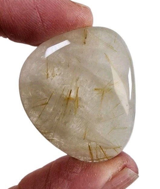 Rutilated Quartz Crystal Polished Smooth Stone Brazil 14.6 grams