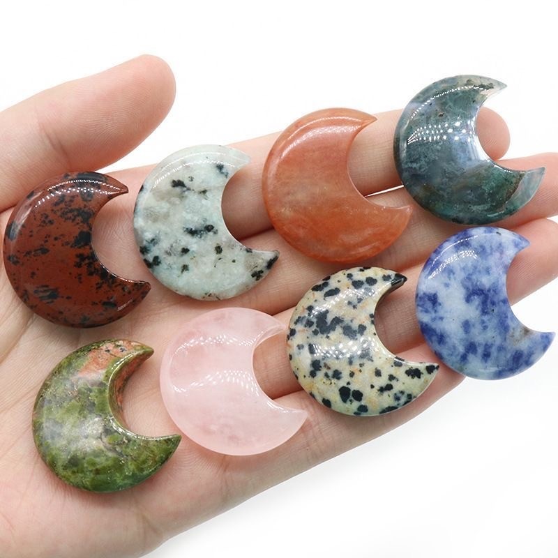 10PCS Natural Mixed material moon palm Reiki Crystal Quartz Healing Decorate