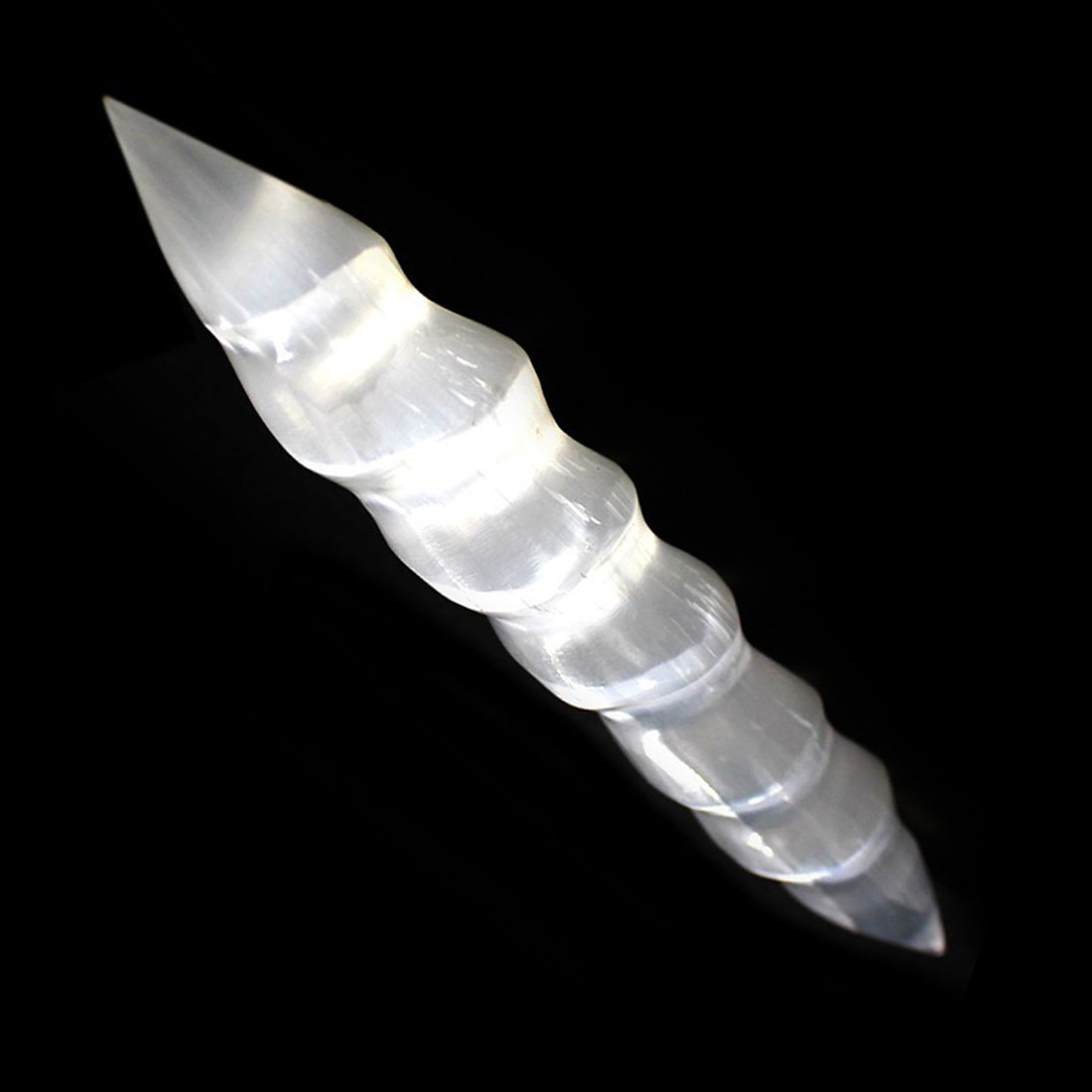 Double Point Selenite Crystal Massage Wand ” Polished Spiral Healing Wand Stick