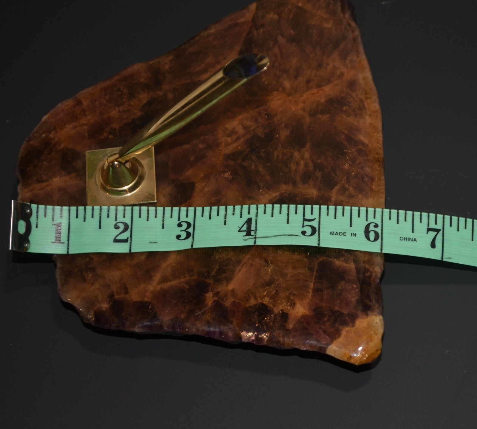 Beautiful Mid Century Modern Amethyst Brass Pen Holder 48oz Lacquered Stone