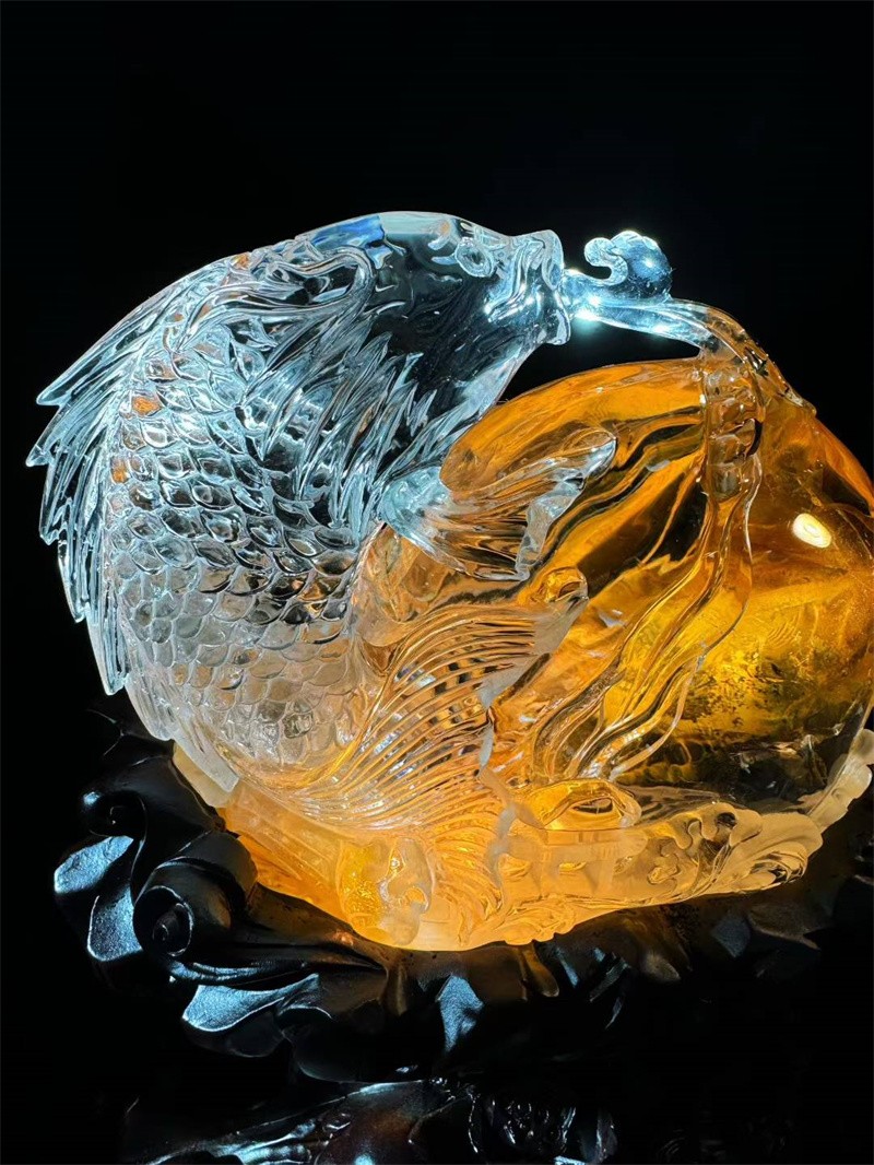 5.06LB Top Natural Gum Flower Quartz Carved Fish Skull Crystal Reiki Healing