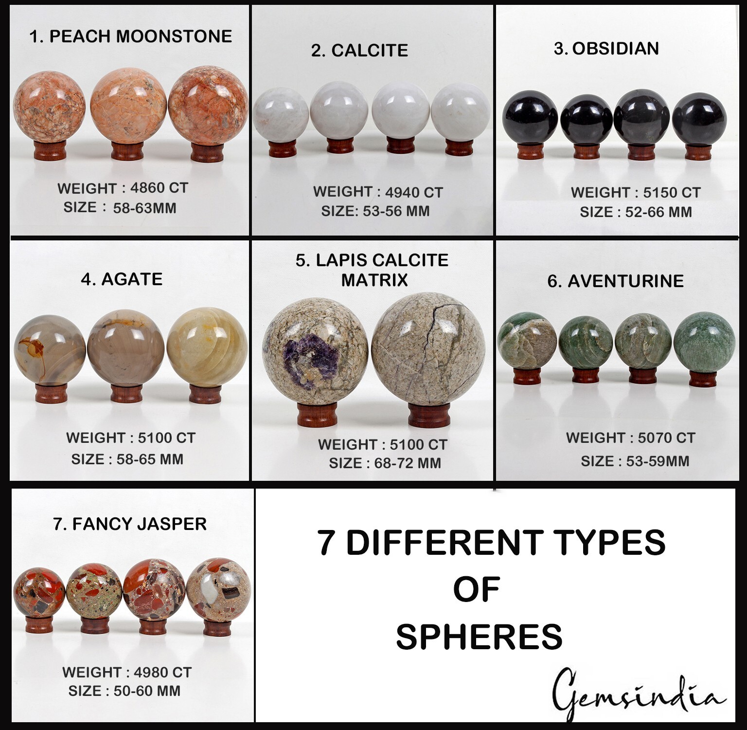 7 Kilo Natural Multi Gemstones Crystal Healing Ball /Sphere Wholesale Lot~ 24 Pc
