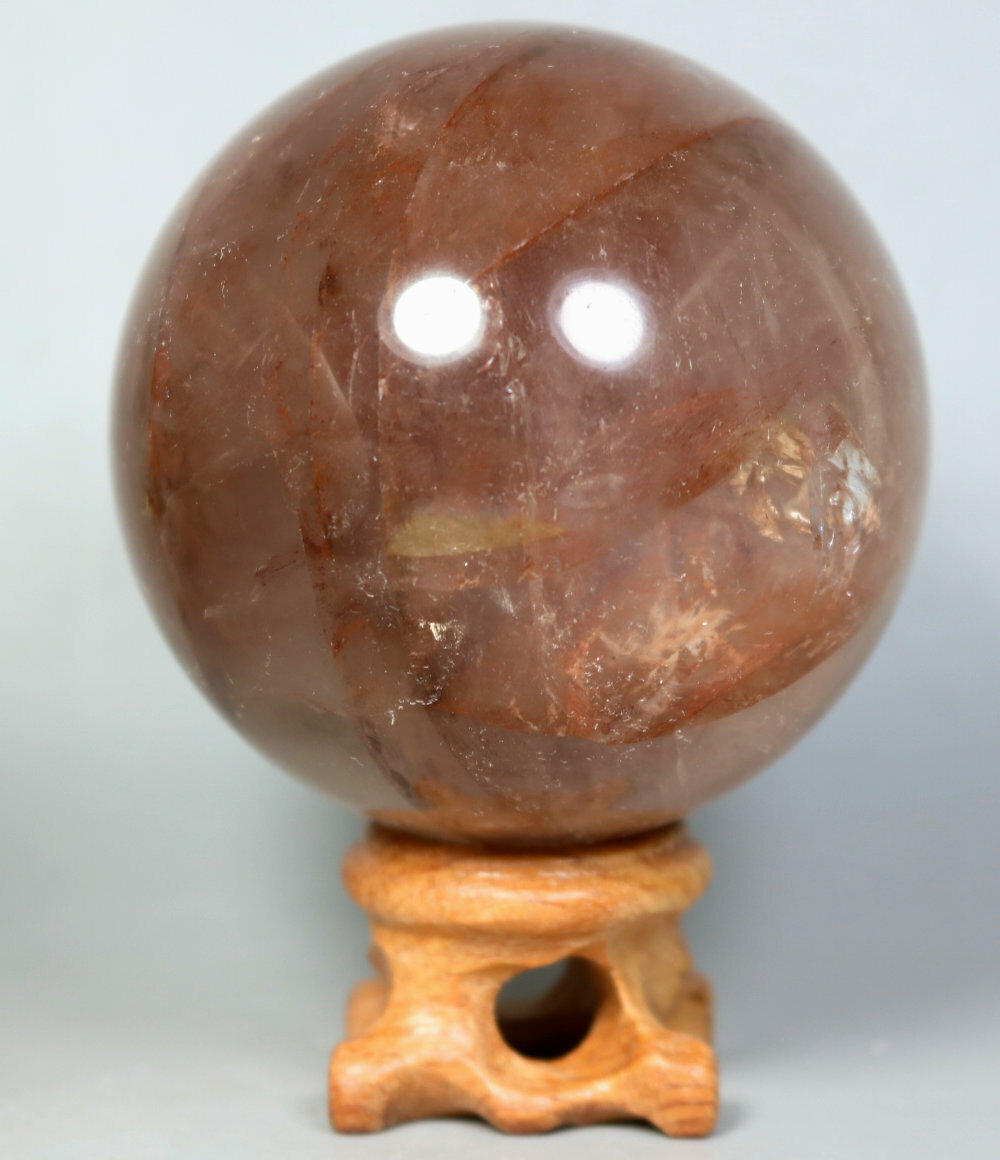Natural RED FIRE QUARTZ Hematoid Crystal PHANTOM MULTI-INCLUSIONS Sphere/Stand