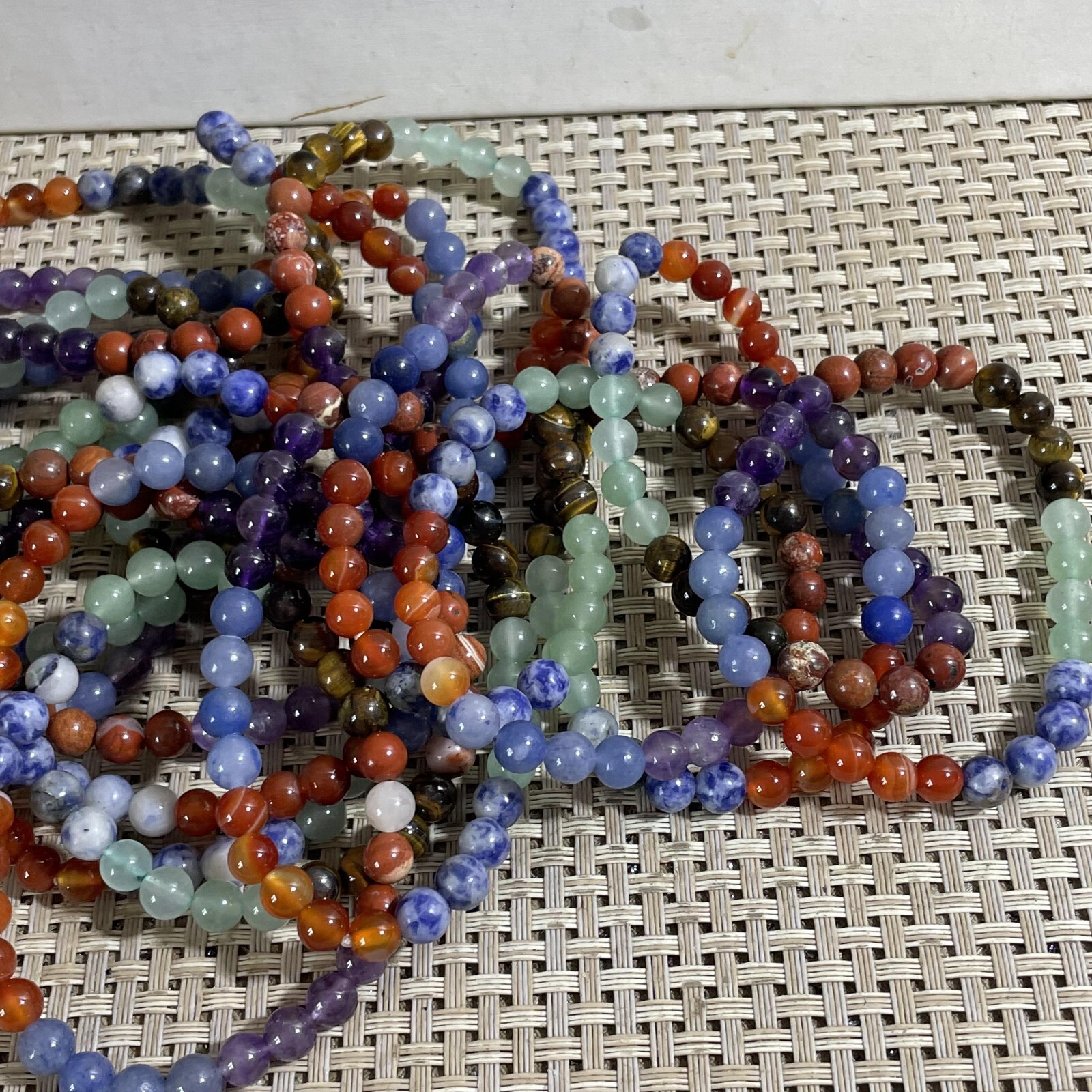 Wholesale 5 Pcs mixed gem stone 6mm Quartz Crystal Stretch Bracelet
