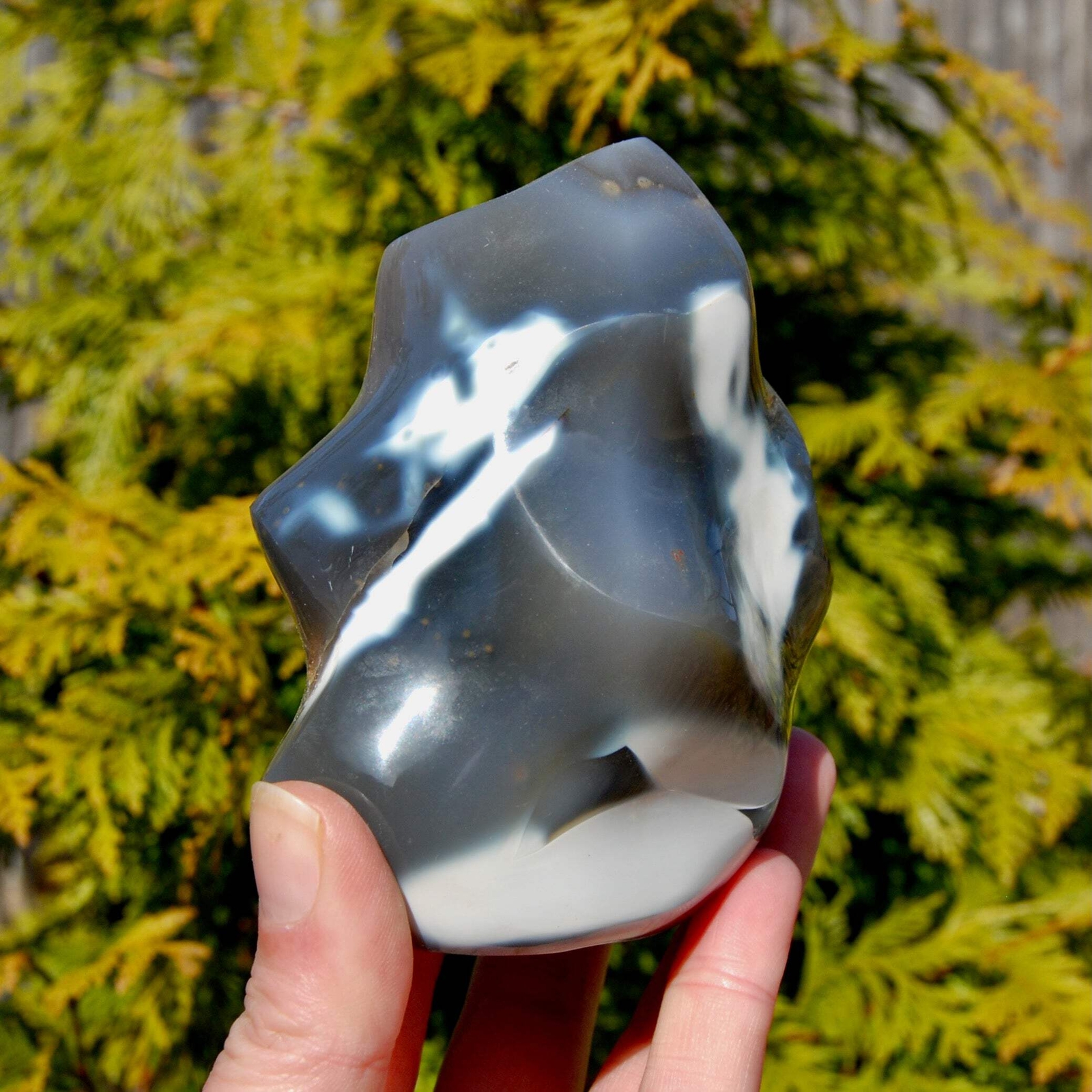 4.25in 1.5lb Orca Agate Crystal Flame Tower