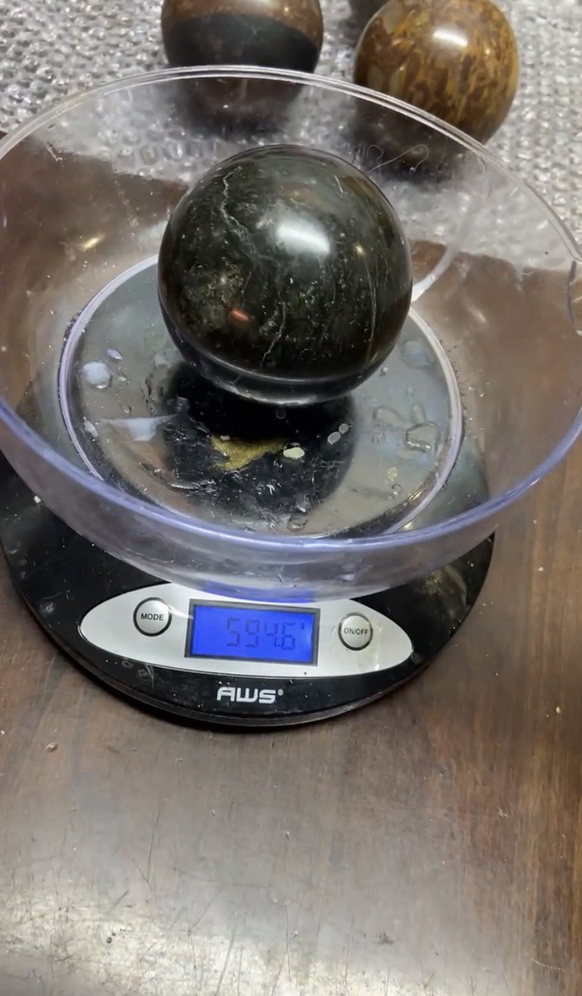 Polished Black/Gray Marble Stone Sphere Ball 594.6 grams 10in Circumference